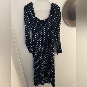 Lulus midi dress! Black and white polka dots